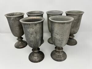 Wilton Ametale Plough Tavern 6 Water Goblet Cup Aluminum Metalware Satin USA